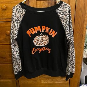 Pumpkin everything sweate/thick shirt. There is no tag. Size small